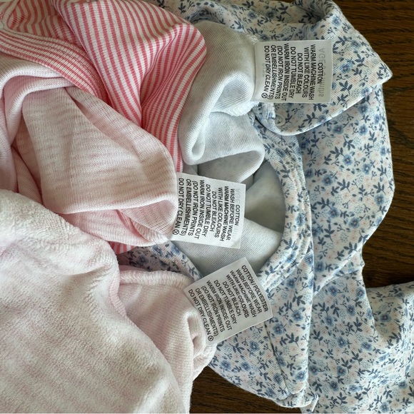 Marquise Bundle Blue Floral Warm Pink White Stripe Footies Girls Summer Outfit - Picture 4 of 12